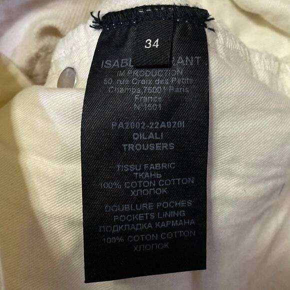 Isabel Marant Women's Cream Raw Hem High Rise Wide Leg Cropped Denim Jeans Sz 6 - Picture 5 of 5